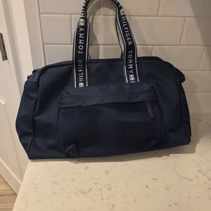 Tommy Hilfiger Navy Blue Logo-Strip Handle Duffel